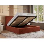 Łóżko tapicerowane CORIVO CLASSIC 140x200 - materac pocket - pomarańczowy, plusz