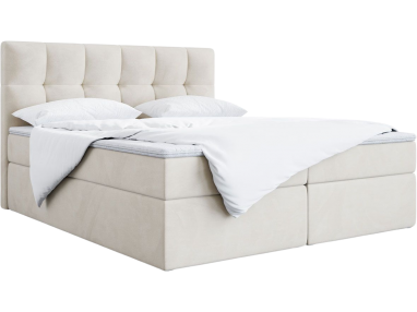 Funkcjonalne i wygodne łóżko kontynentalne 140x200 z podwójnym pojemnikiem na pościel - ALVIN / Monolith  25090