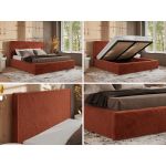 Łóżko tapicerowane CORIVO CLASSIC 180x200 - materac pocket - pomarańczowy, plusz