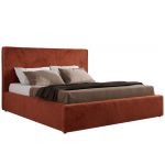 Łóżko tapicerowane CORIVO CLASSIC 180x200 - materac pocket - pomarańczowy, plusz