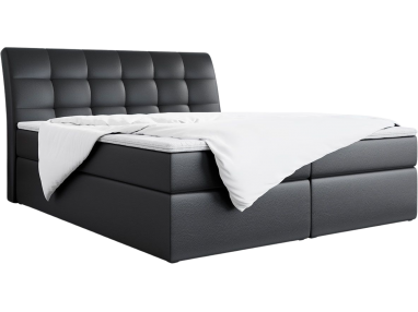 Funkcjonalne łóżko kontynentalne czarne 180x200 cm z materacem do sypialni - DINGO / Madryt 9100