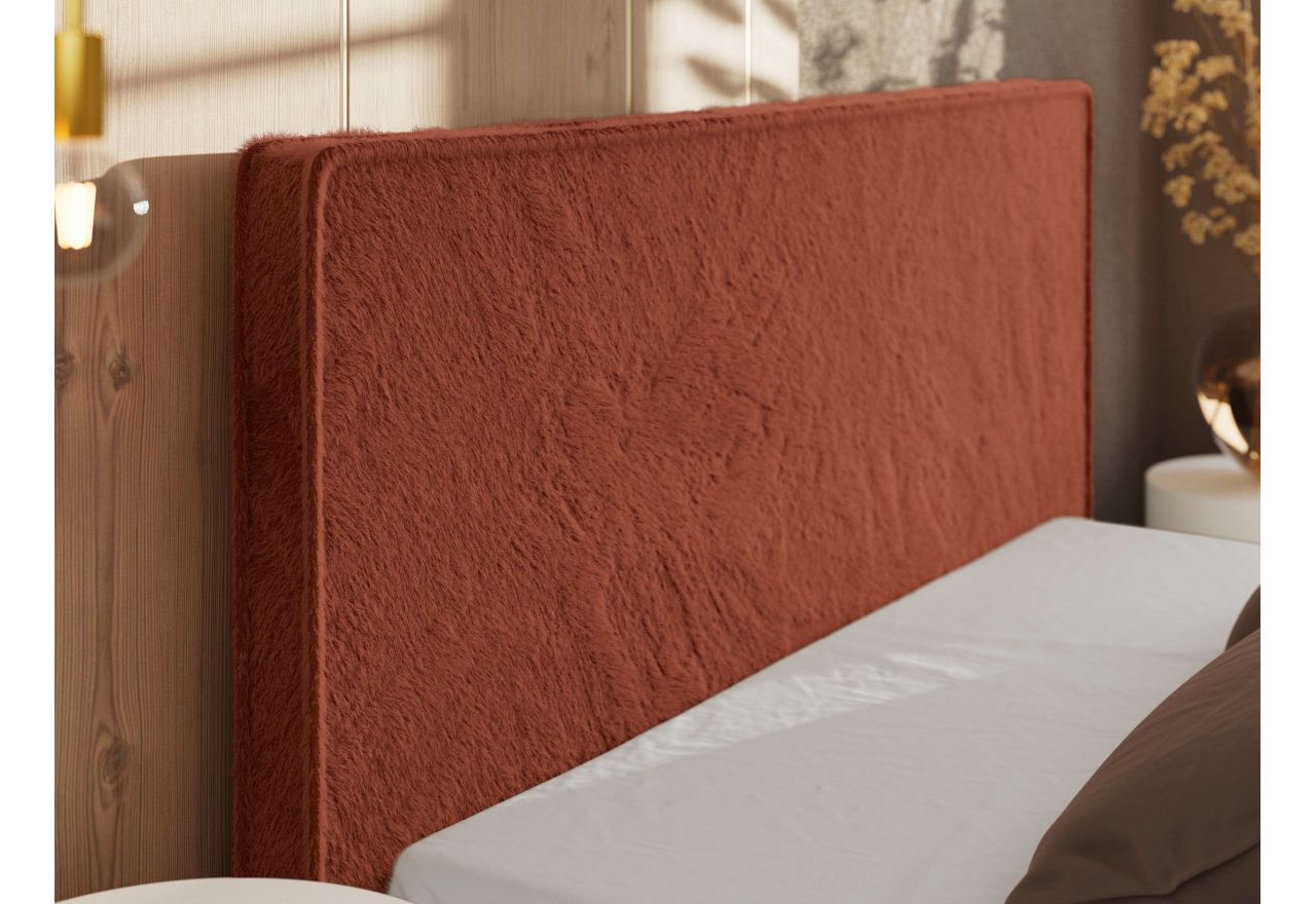 Łóżko tapicerowane CORIVO CLASSIC 140x200 - materac multipocket - pomarańczowy, plusz