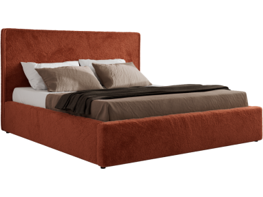 Łóżko tapicerowane CORIVO CLASSIC 180x200 - materac multipocket - pomarańczowy, plusz