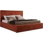 Łóżko tapicerowane CORIVO CLASSIC 200x200 - materac multipocket - pomarańczowy, plusz