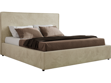 Łóżko tapicerowane CORIVO CLASSIC 140x200 - materac pocket - beżowy, welwet
