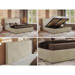 Łóżko tapicerowane CORIVO CLASSIC 140x200 - materac pocket - beżowy, welwet