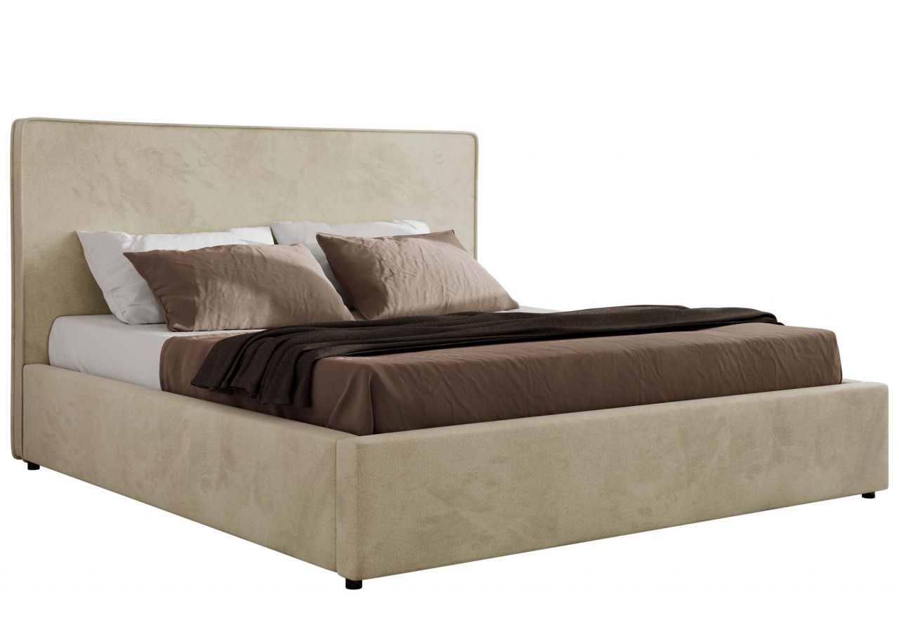 Łóżko tapicerowane CORIVO CLASSIC 200x200 - materac pocket - beżowy, welwet