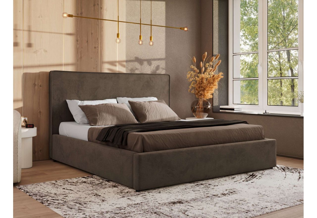 Łóżko tapicerowane CORIVO CLASSIC 180x200 - brązowy, welwet