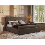 Łóżko tapicerowane CORIVO CLASSIC 160x200 - materac piankowy - brązowy, welwet