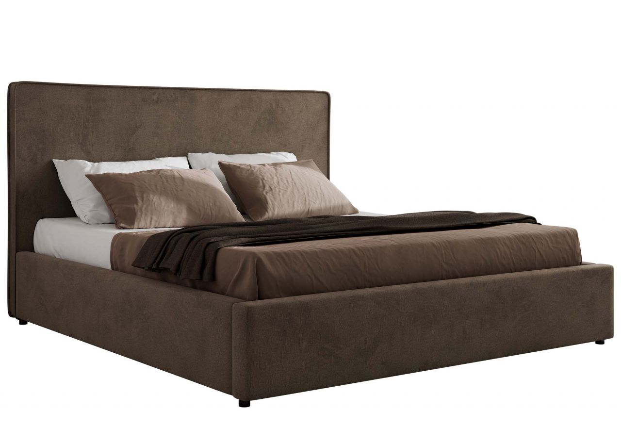 Łóżko tapicerowane CORIVO CLASSIC 160x200 - materac piankowy - brązowy, welwet
