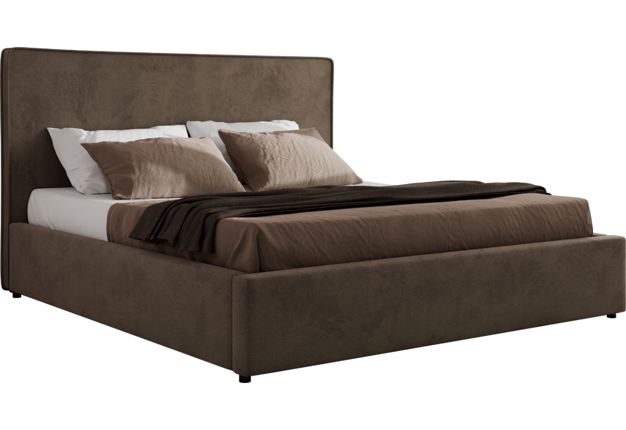 Łóżko tapicerowane CORIVO CLASSIC 140x200 - materac multipocket - brązowy, welwet