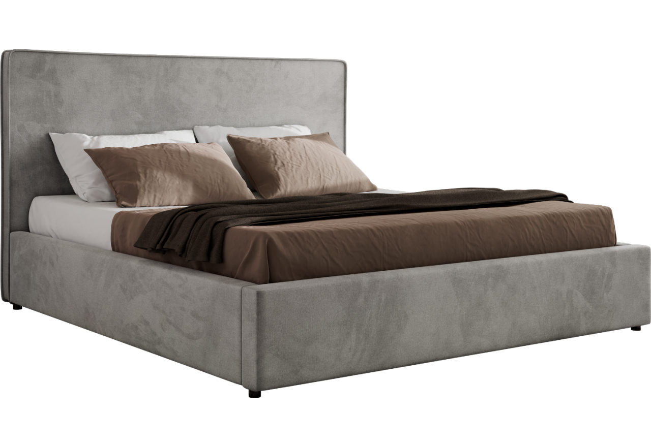 Łóżko tapicerowane CORIVO CLASSIC 180x200 - materac piankowy - szary, welwet