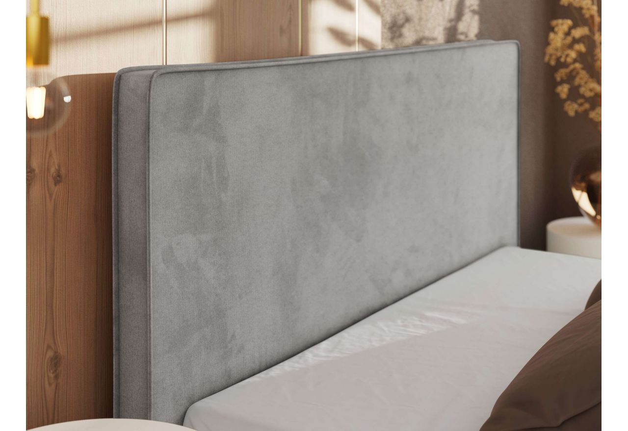 Łóżko tapicerowane CORIVO CLASSIC 160x200 - materac pocket - szary, welwet