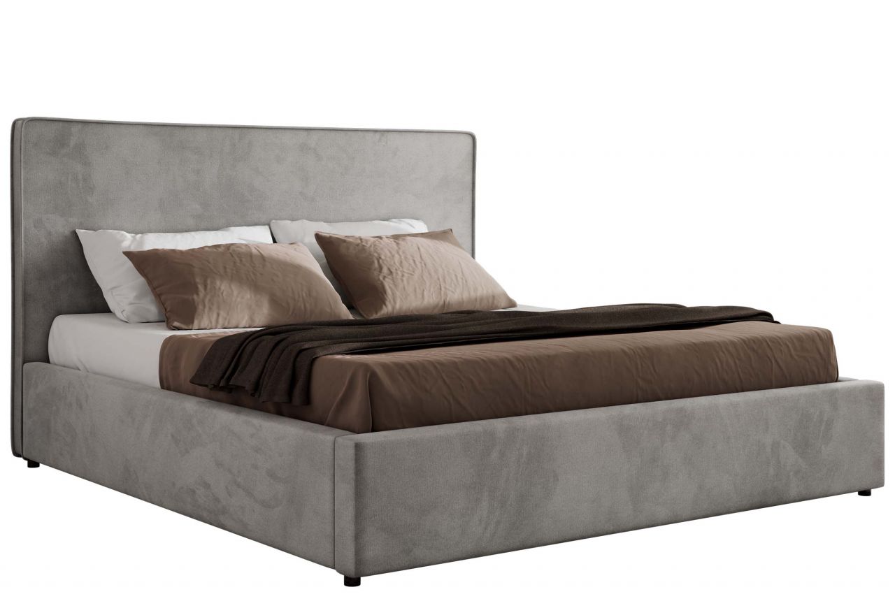 Łóżko tapicerowane CORIVO CLASSIC 160x200 - materac multipocket - szary, welwet