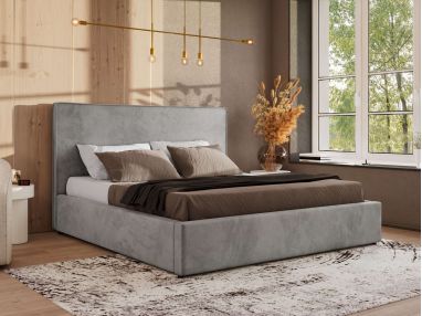 Łóżko tapicerowane CORIVO CLASSIC 180x200 - materac multipocket - szary, welwet