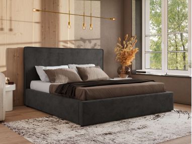 Łóżko tapicerowane CORIVO CLASSIC 160x200 - materac piankowy - szary, welwet