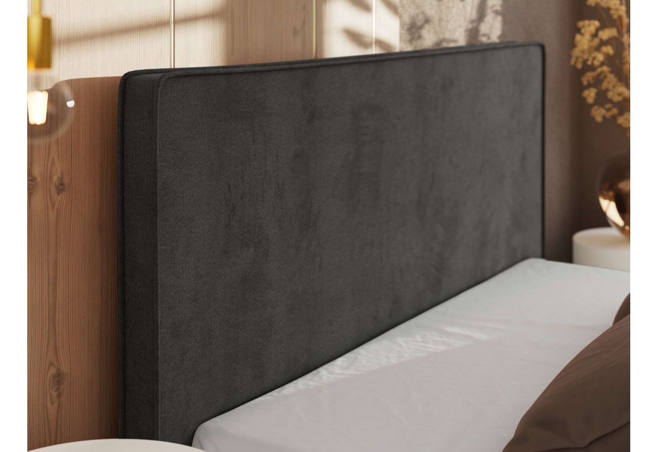 Łóżko tapicerowane CORIVO CLASSIC 180x200 - materac pocket - szary, welwet