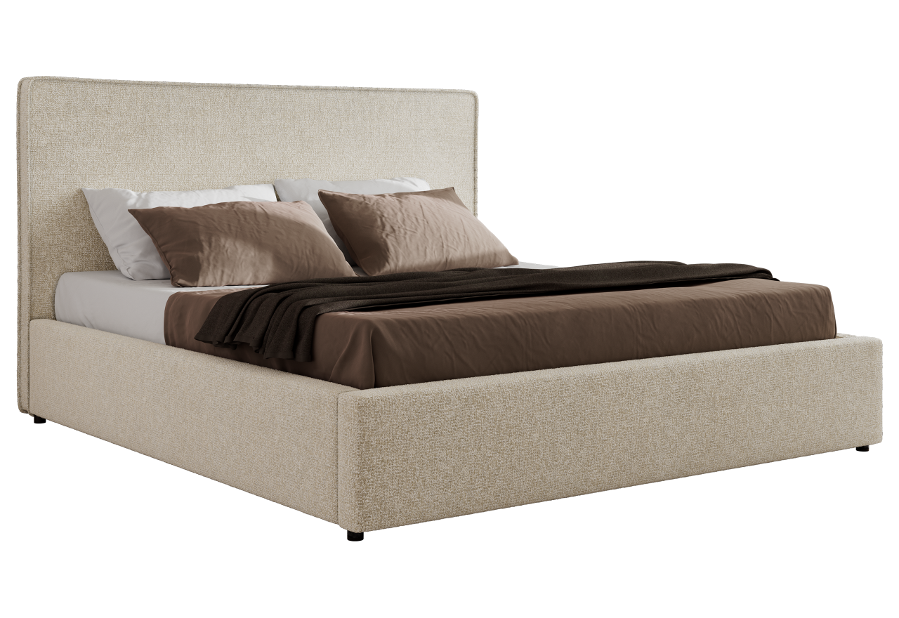 Łóżko tapicerowane CORIVO CLASSIC 160x200 - materac pocket - kremowy, struktura