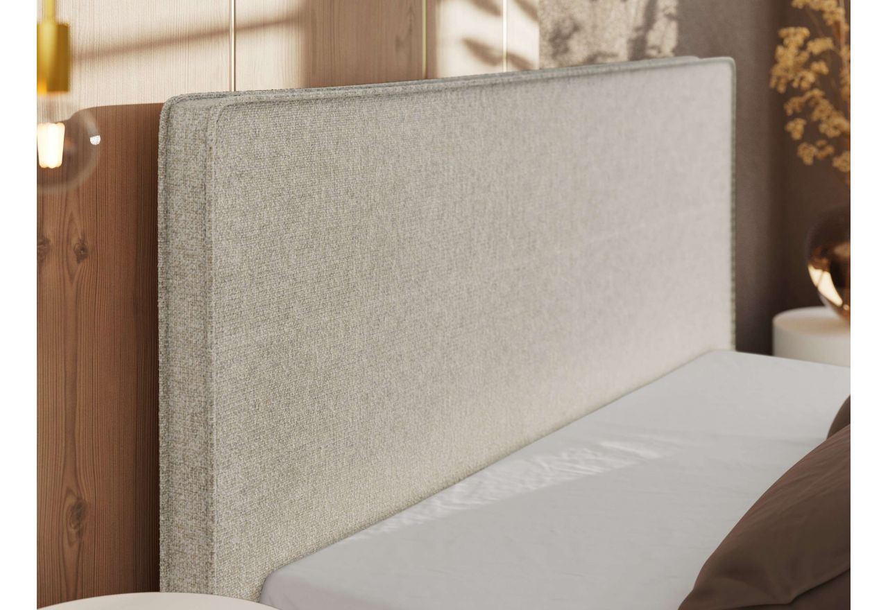 Łóżko tapicerowane CORIVO CLASSIC 160x200 - materac pocket - kremowy, struktura
