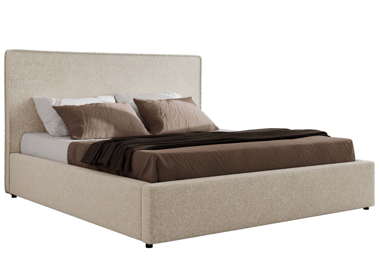 Łóżko tapicerowane CORIVO CLASSIC 140x200 - materac multipocket - kremowy, struktura