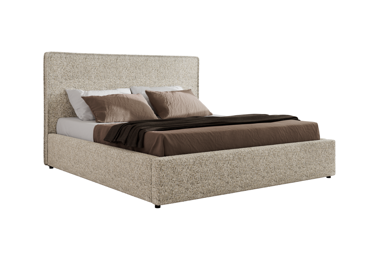 Łóżko tapicerowane CORIVO CLASSIC 160x200 - materac piankowy - beżowy, struktura