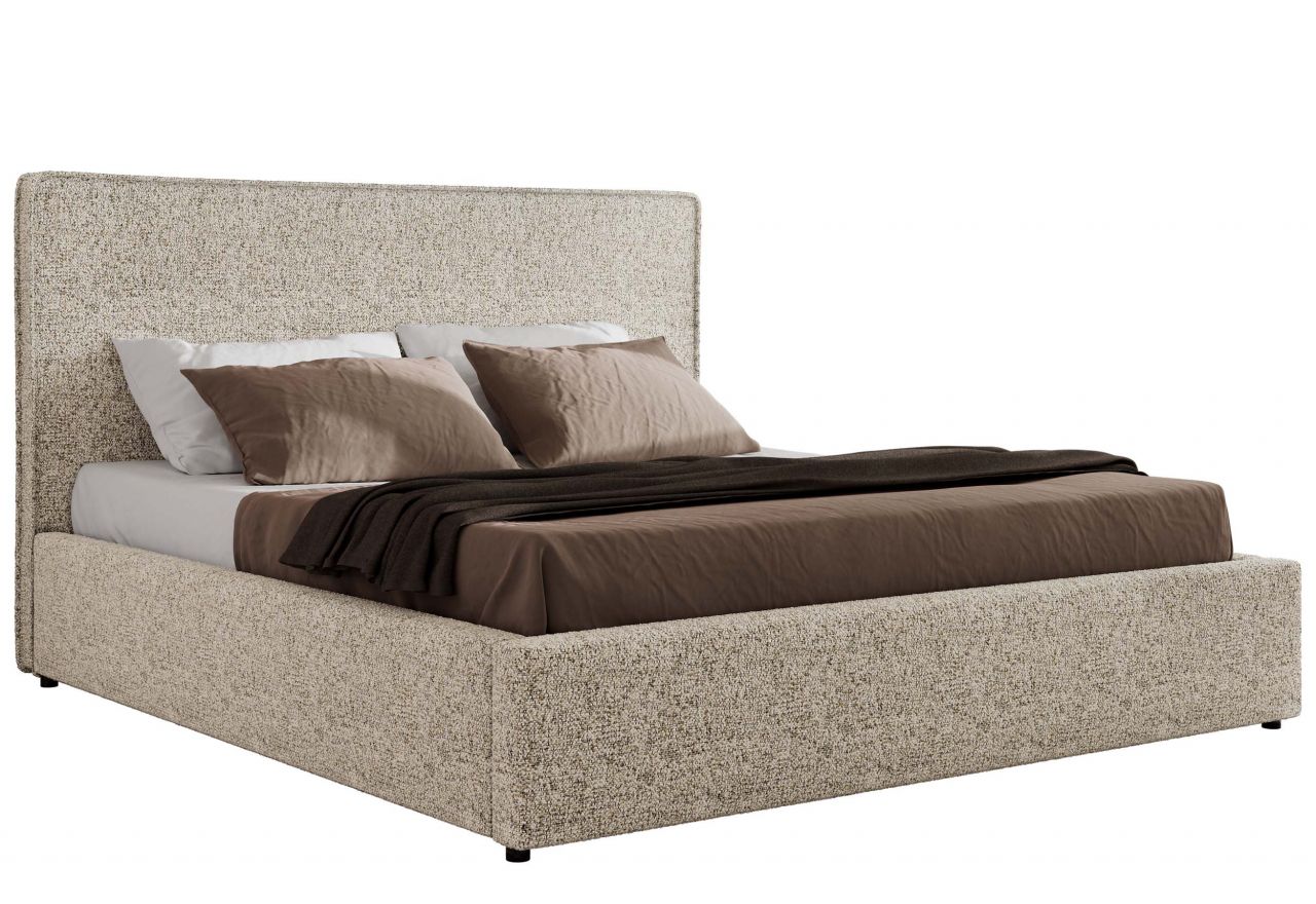 Łóżko tapicerowane CORIVO CLASSIC 160x200 - materac pocket - beżowy, struktura