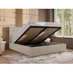 Łóżko tapicerowane CORIVO CLASSIC 140x200 - materac multipocket - beżowy, struktura