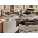 Łóżko tapicerowane CORIVO CLASSIC 160x200 - materac multipocket - beżowy, struktura