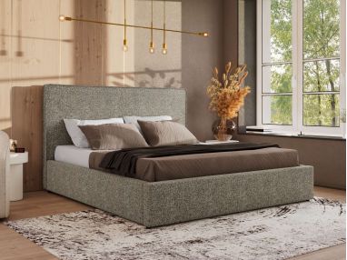 Łóżko tapicerowane CORIVO CLASSIC 160x200 - materac piankowy - szary, struktura