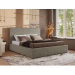 Łóżko tapicerowane CORIVO CLASSIC 200x200 - materac pocket - szary, struktura