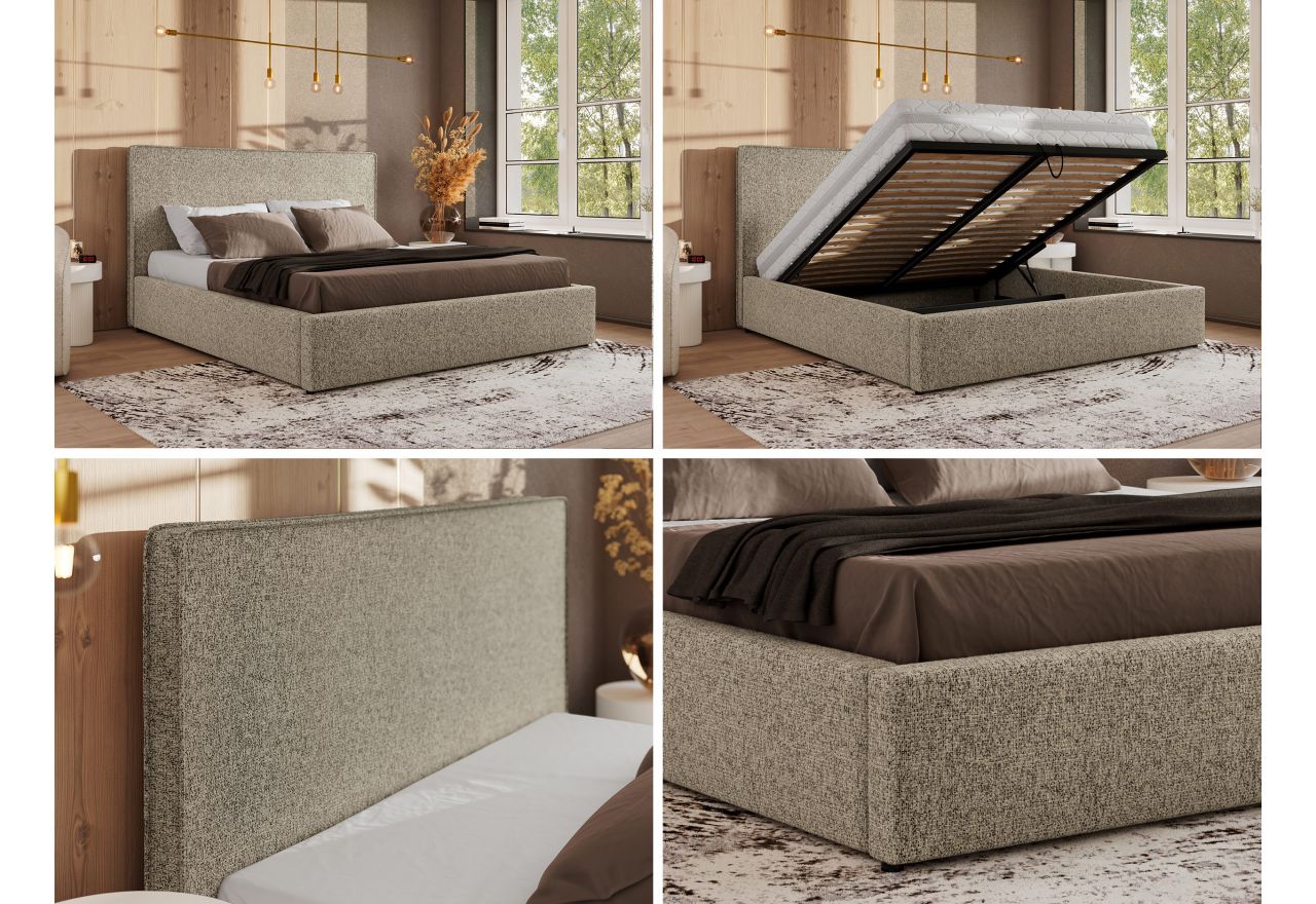 Łóżko tapicerowane CORIVO CLASSIC 180x200 - materac piankowy - ciemnobeżowy, struktura