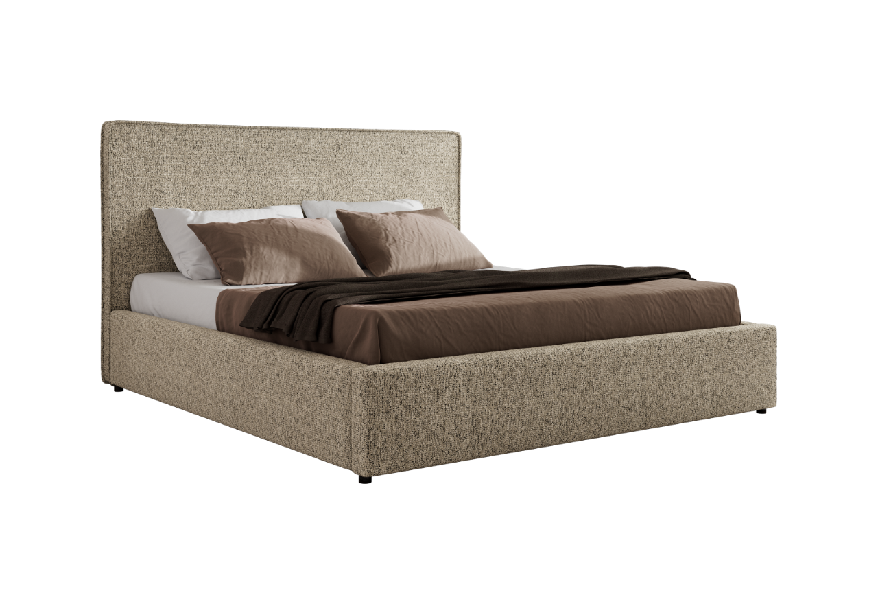 Łóżko tapicerowane CORIVO CLASSIC 140x200 - materac pocket - ciemnobeżowy, struktura