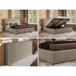 Łóżko tapicerowane CORIVO CLASSIC 140x200 - materac pocket - ciemnobeżowy, struktura