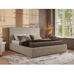 Łóżko tapicerowane CORIVO CLASSIC 160x200 - materac pocket - ciemnobeżowy, struktura