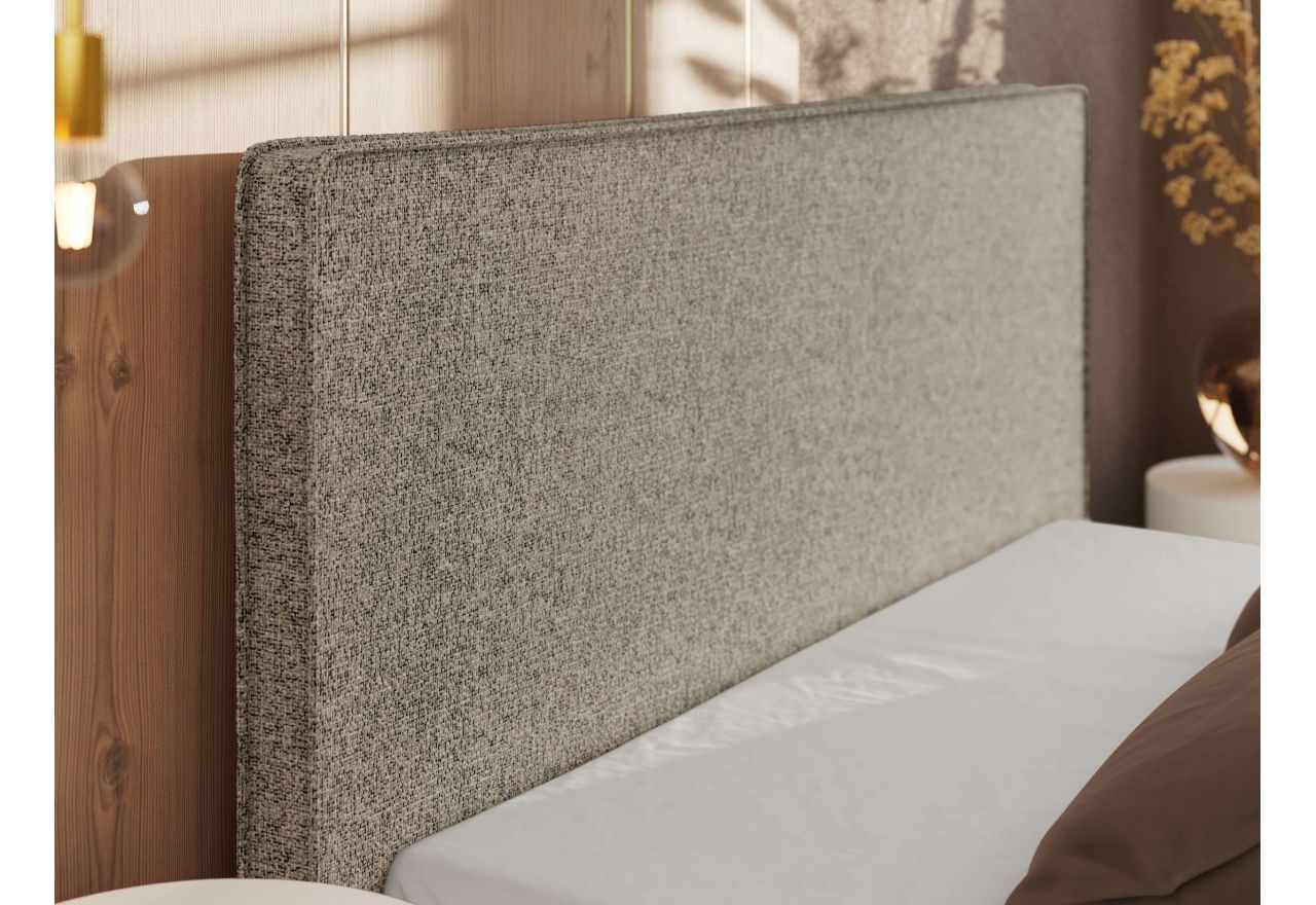Łóżko tapicerowane CORIVO CLASSIC 200x200 - materac pocket - ciemnobeżowy, struktura