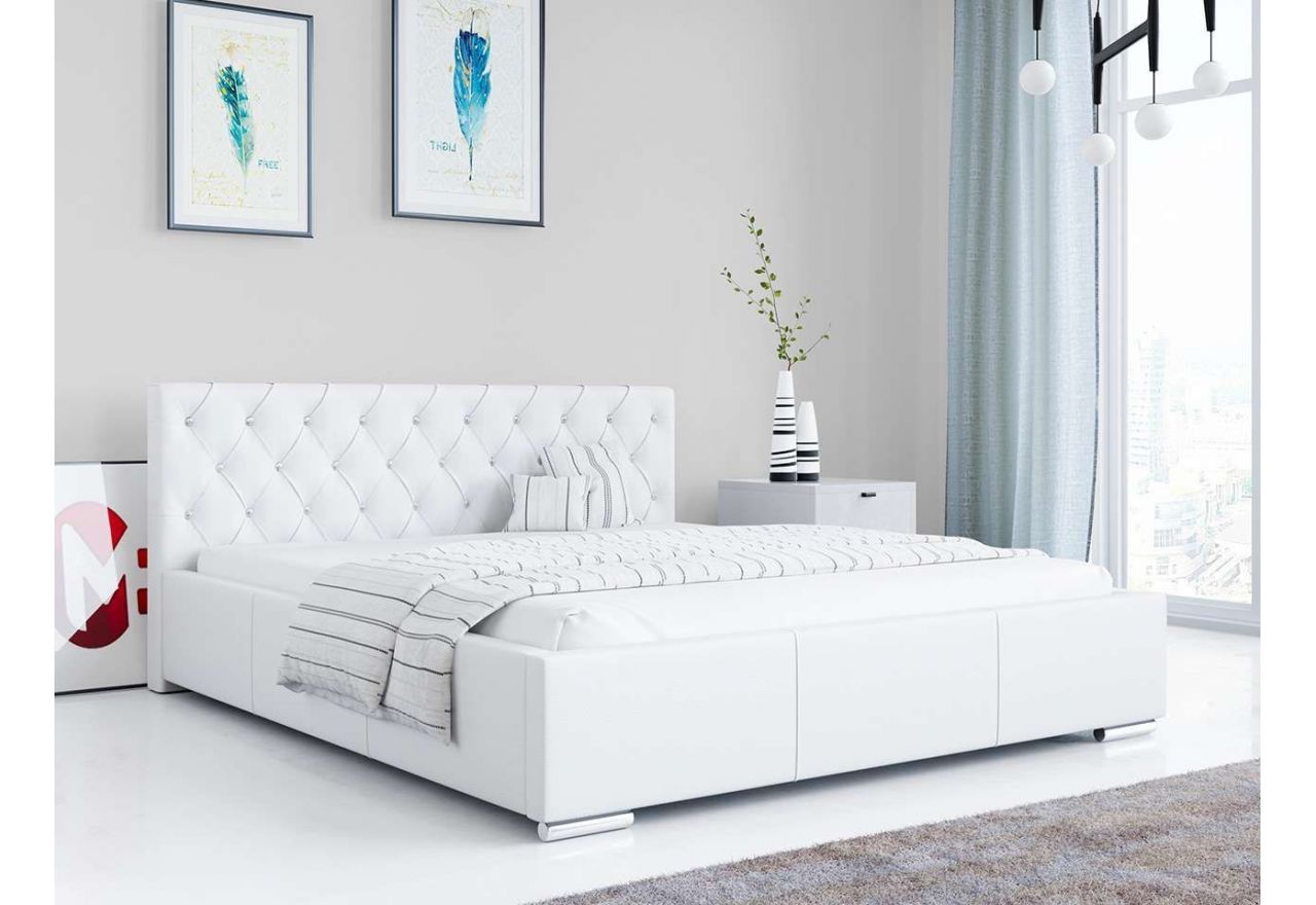 Modne łóżko tapicerowane 120x200 z opcją wyboru tkaniny i materaca - LENTI / Madryt 920