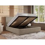 Łóżko tapicerowane CORIVO CLASSIC 200x200 - materac multipocket - ciemnobeżowy, struktura