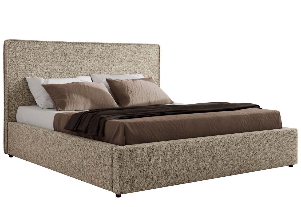 Łóżko tapicerowane CORIVO CLASSIC 200x200 - materac multipocket - ciemnobeżowy, struktura
