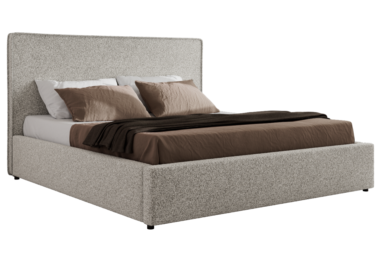Łóżko tapicerowane CORIVO CLASSIC 160x200 - materac piankowy - jasnoszary, struktura