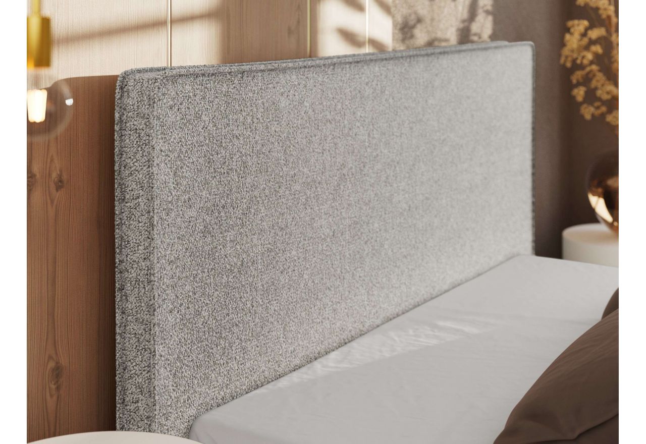 Łóżko tapicerowane CORIVO CLASSIC 180x200 - materac pocket - jasnoszary, struktura