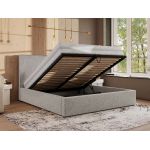 Łóżko tapicerowane CORIVO CLASSIC 200x200 - materac pocket - jasnoszary, struktura