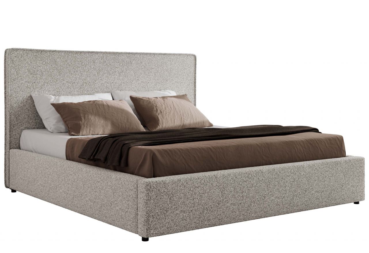 Łóżko tapicerowane CORIVO CLASSIC 140x200 - materac multipocket - jasnoszary, struktura