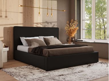 Łóżko tapicerowane CORIVO CLASSIC 140x200 - czarny, ekoskóra