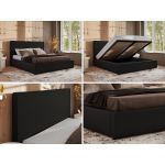 Łóżko tapicerowane CORIVO CLASSIC 140x200 - materac piankowy - czarny, ekoskóra