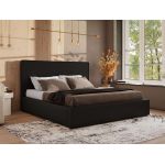 Łóżko tapicerowane CORIVO CLASSIC 200x200 - materac piankowy - czarny, ekoskóra