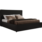 Łóżko tapicerowane CORIVO CLASSIC 140x200 - materac pocket - czarny, ekoskóra