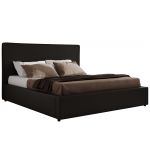 Łóżko tapicerowane CORIVO CLASSIC 160x200 - materac pocket - czarny, ekoskóra