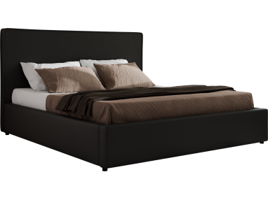Łóżko tapicerowane CORIVO CLASSIC 200x200 - materac pocket - czarny, ekoskóra