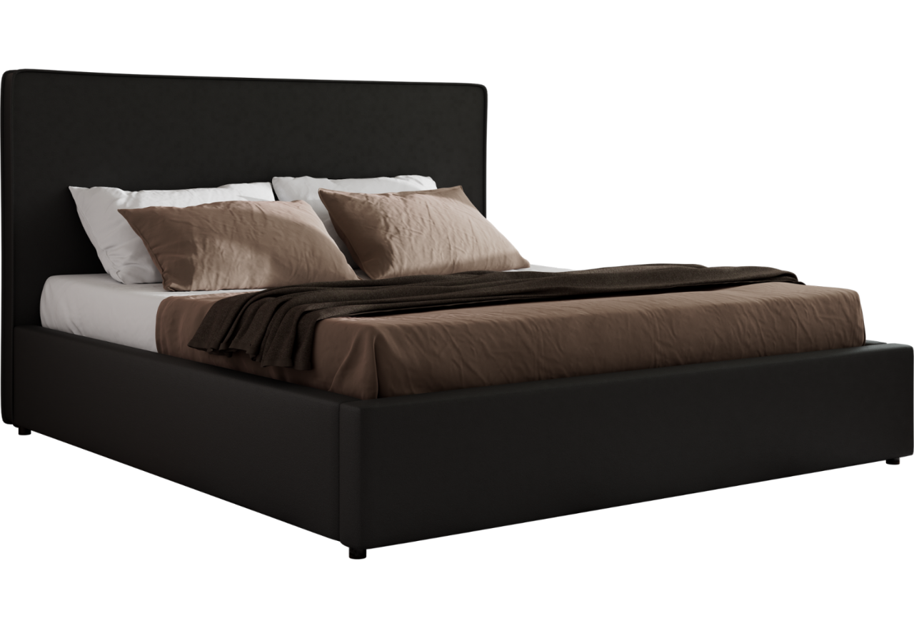 Łóżko tapicerowane CORIVO CLASSIC 200x200 - materac pocket - czarny, ekoskóra