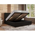 Łóżko tapicerowane CORIVO CLASSIC 200x200 - materac pocket - czarny, ekoskóra